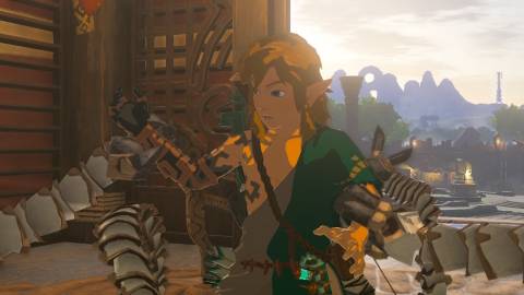 Link getting grabbed in The Legend of Zelda Tears of the Kingdom (2023)