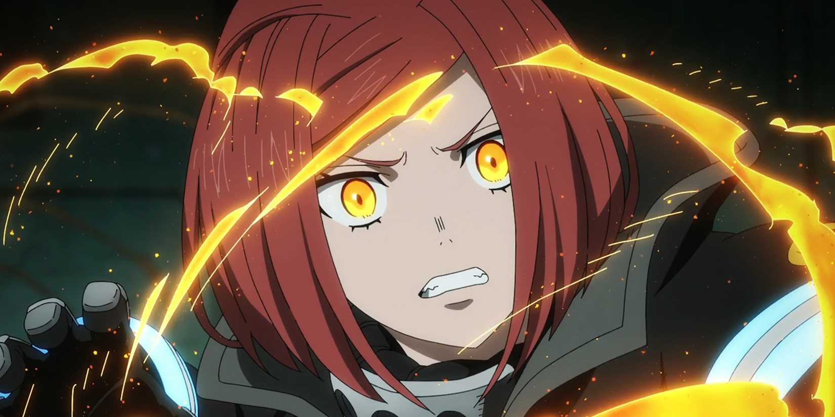 Lisa with fire around her in battle.