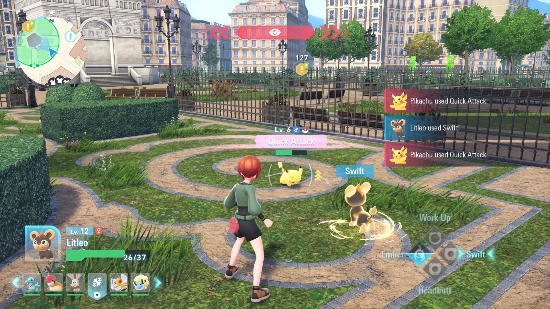 Litleo vs Pikachu in battle in Pokemon Legends Z-A (2025)