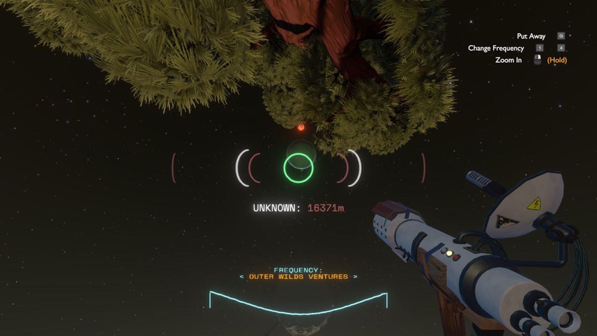 Looking through telescope in Outer Wilds (2019)