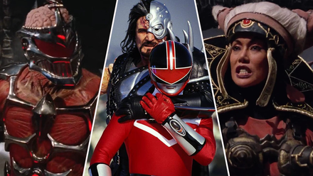 Ransik holding Lord Zedd, Red Ranger, Rita Repulsa from Power Rangers