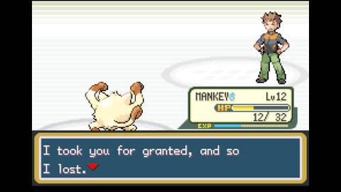 Mankey MVP against Brock in in Pokemon FireRed & LeafGreen