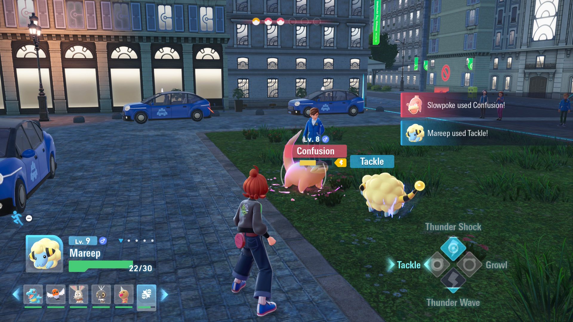 Mareep vs Slowpoke in battle in Pokemon Legends Z-A (2025)