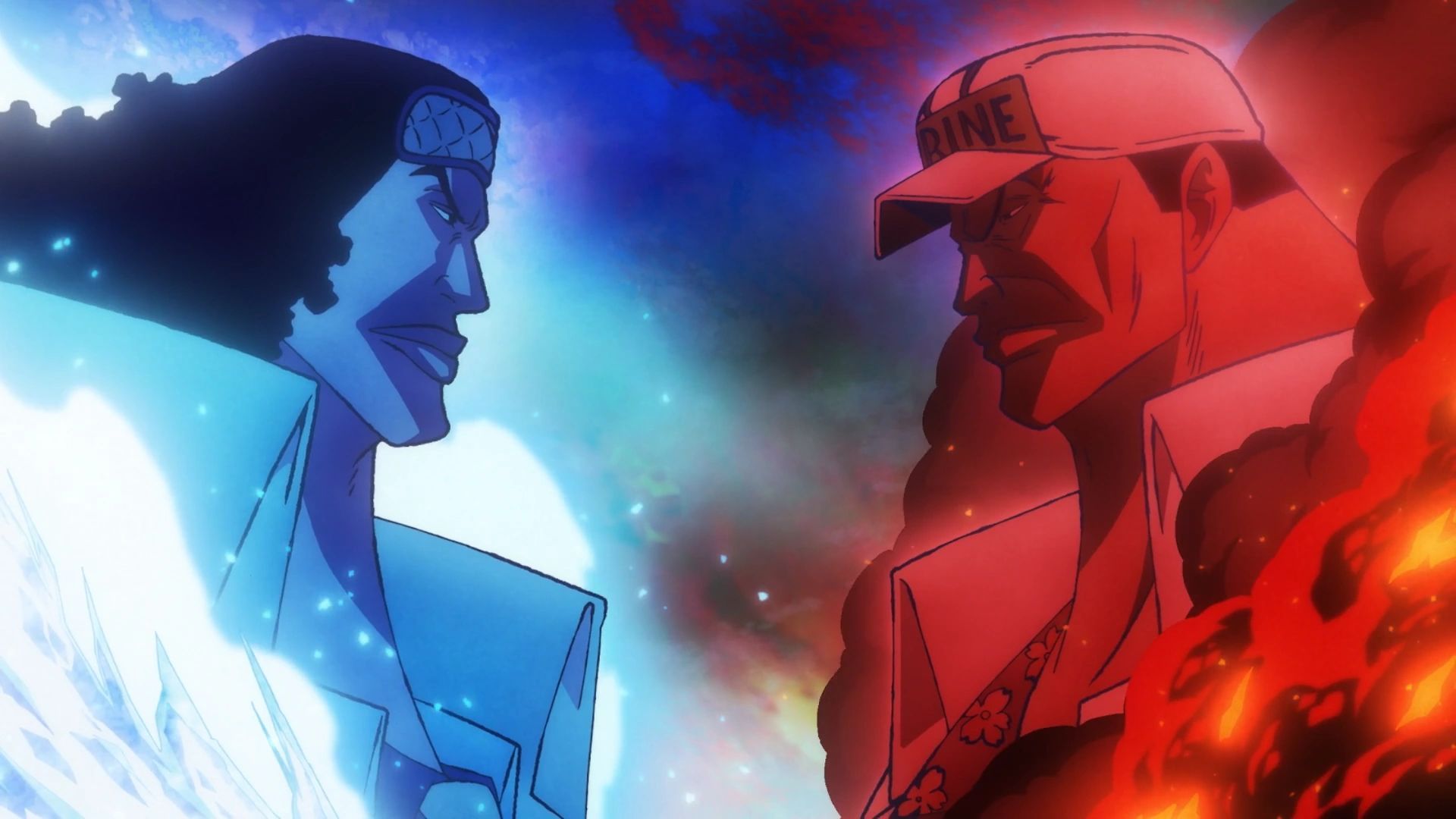 picture: kuzan versus sakazuki.