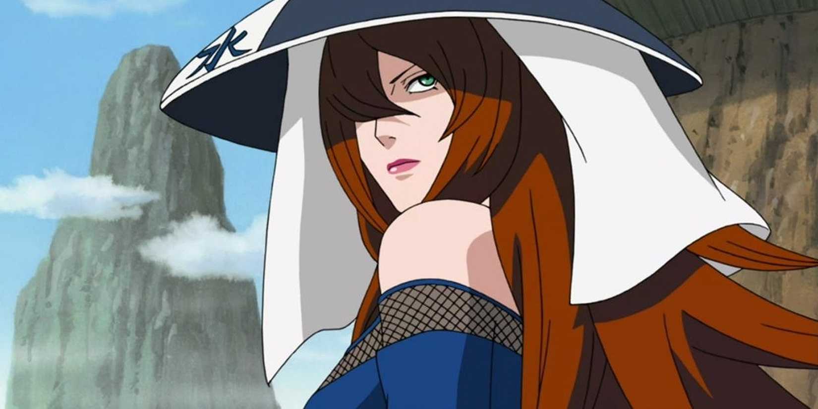 Mei Terumi looks over her shoulder.