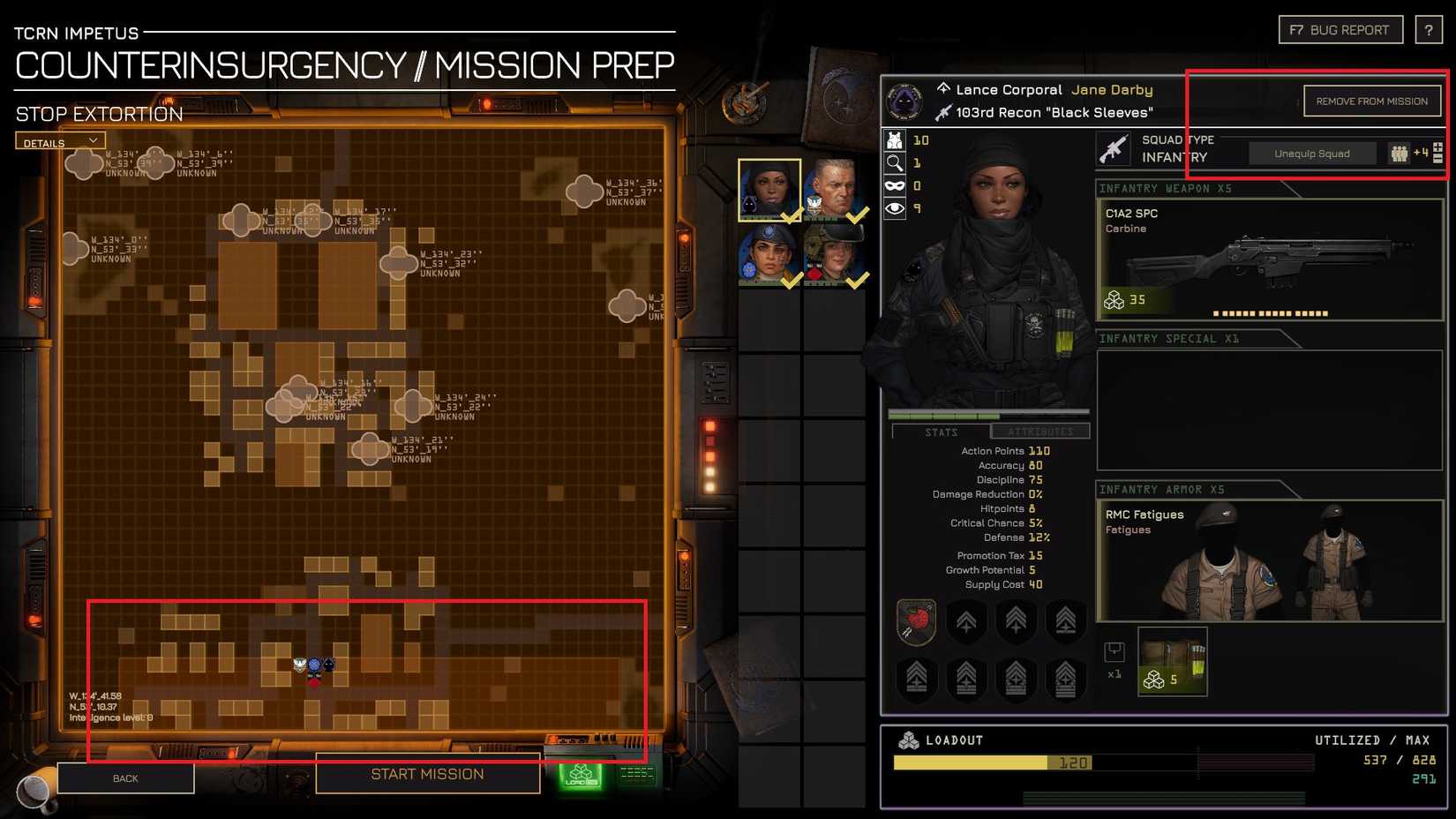 MENACE Mission Prep Screen