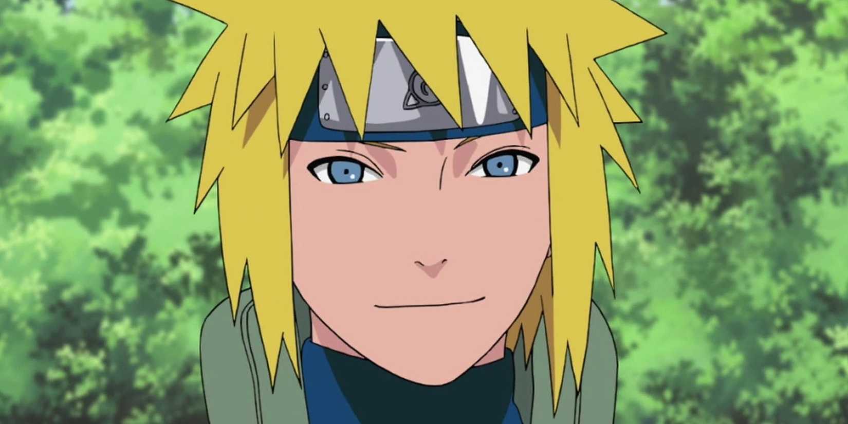 Minato Namikaze is making a happy expression.