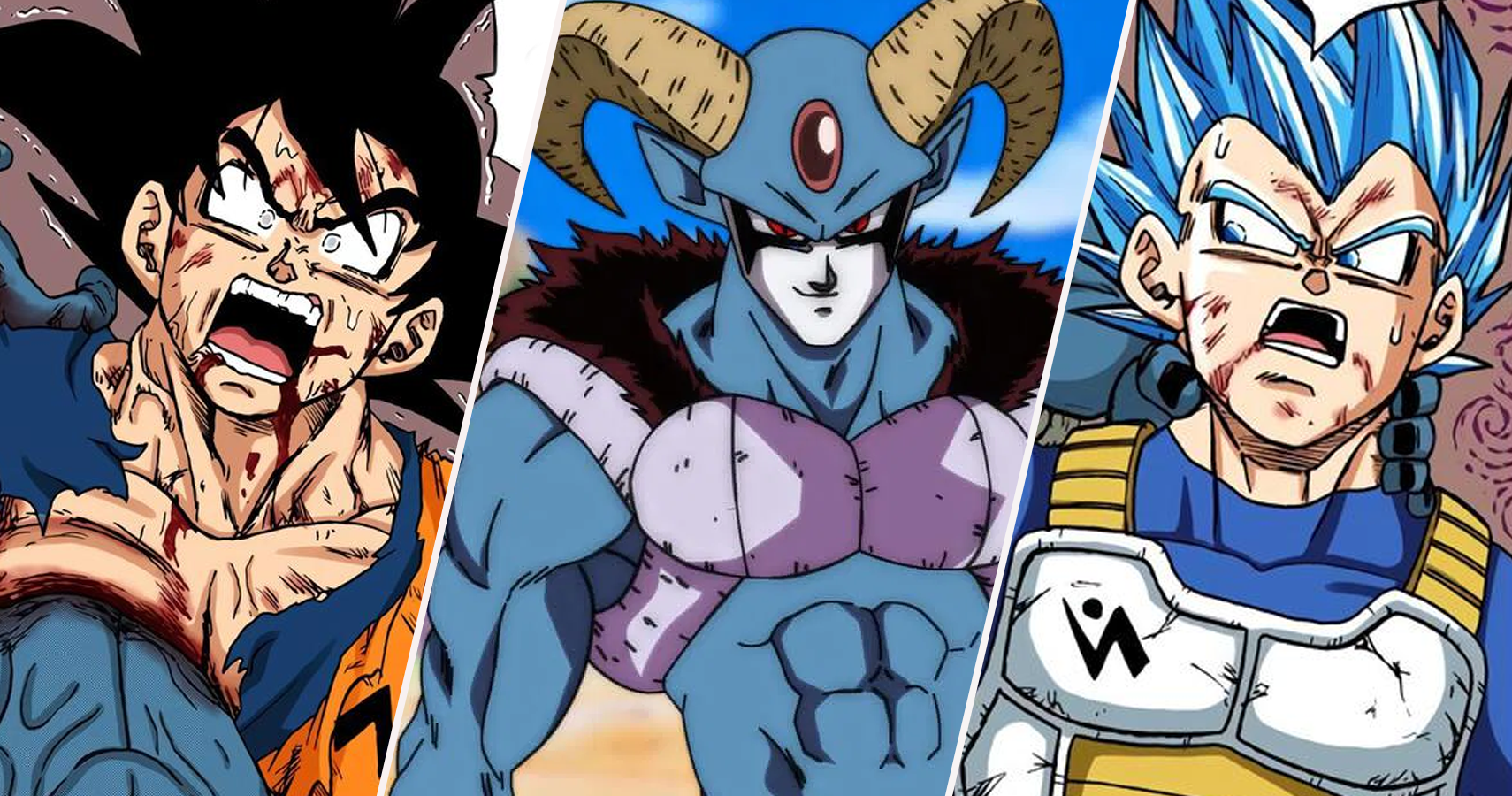 Moro impales Goku, Moro, and Moro stealing SUper Saiyan Blue Evolution Vegeta's powers in Dragon Ball Super Chapter 62