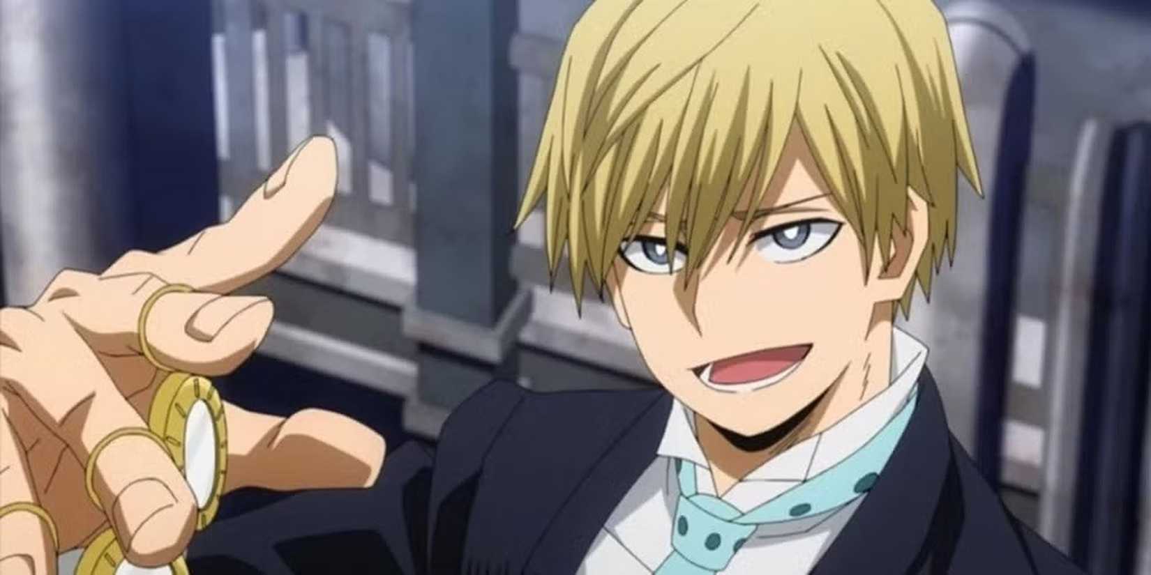 Neito Monoma speaks in his hero suit.