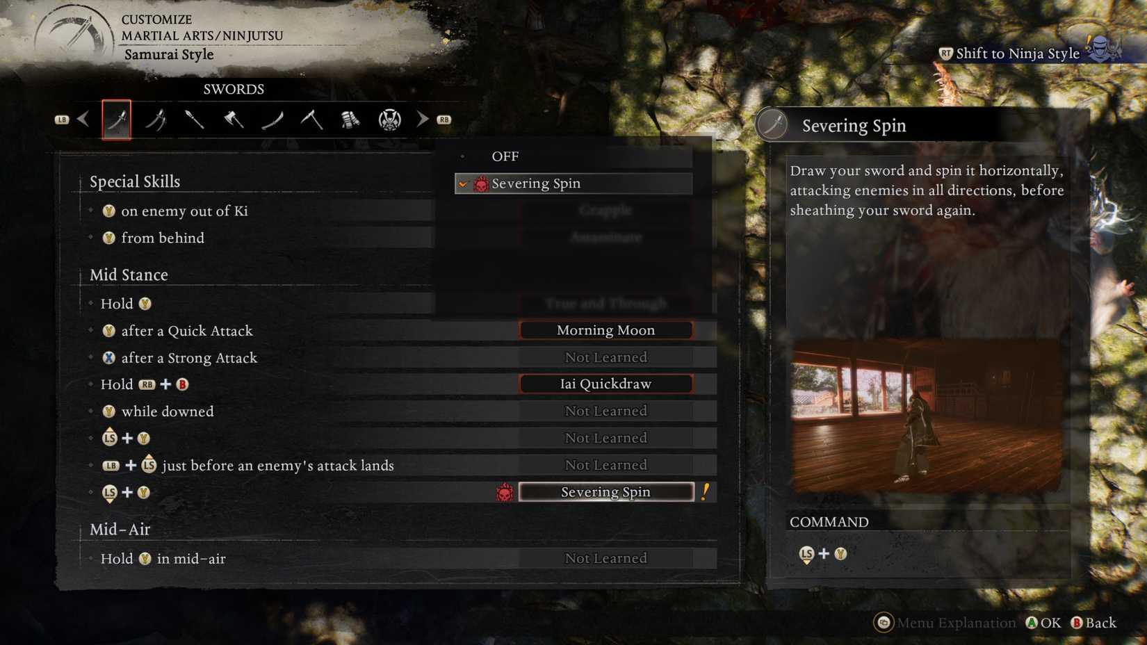 Nioh 3 Martial Arts Customization Apply Cleave Spin to Different Weapons