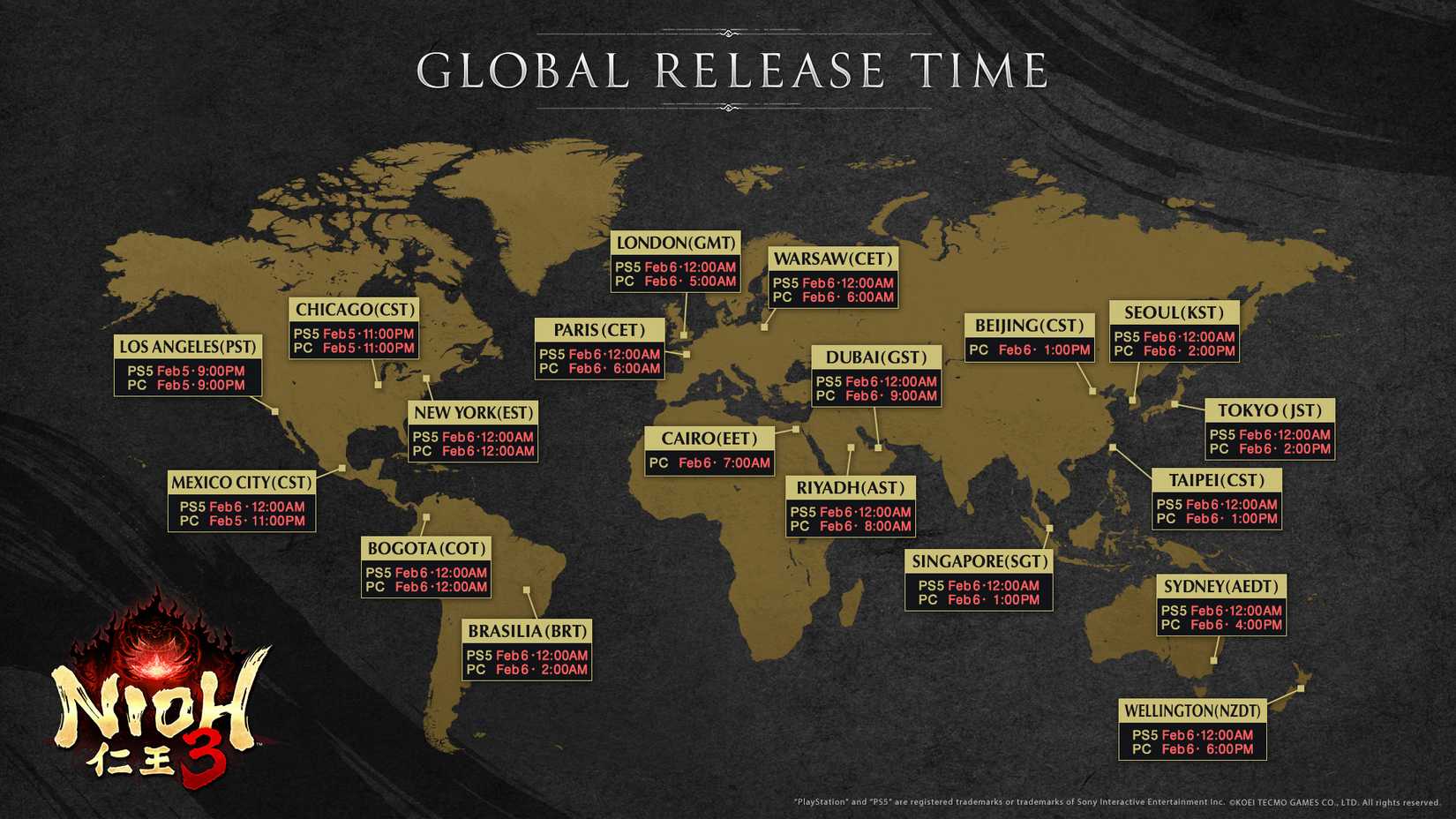 nioh 3 global release time all time zone