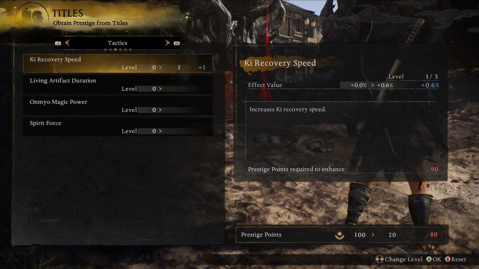 Nioh 3 Increase Ki Recovery Speed by Titles Prestige