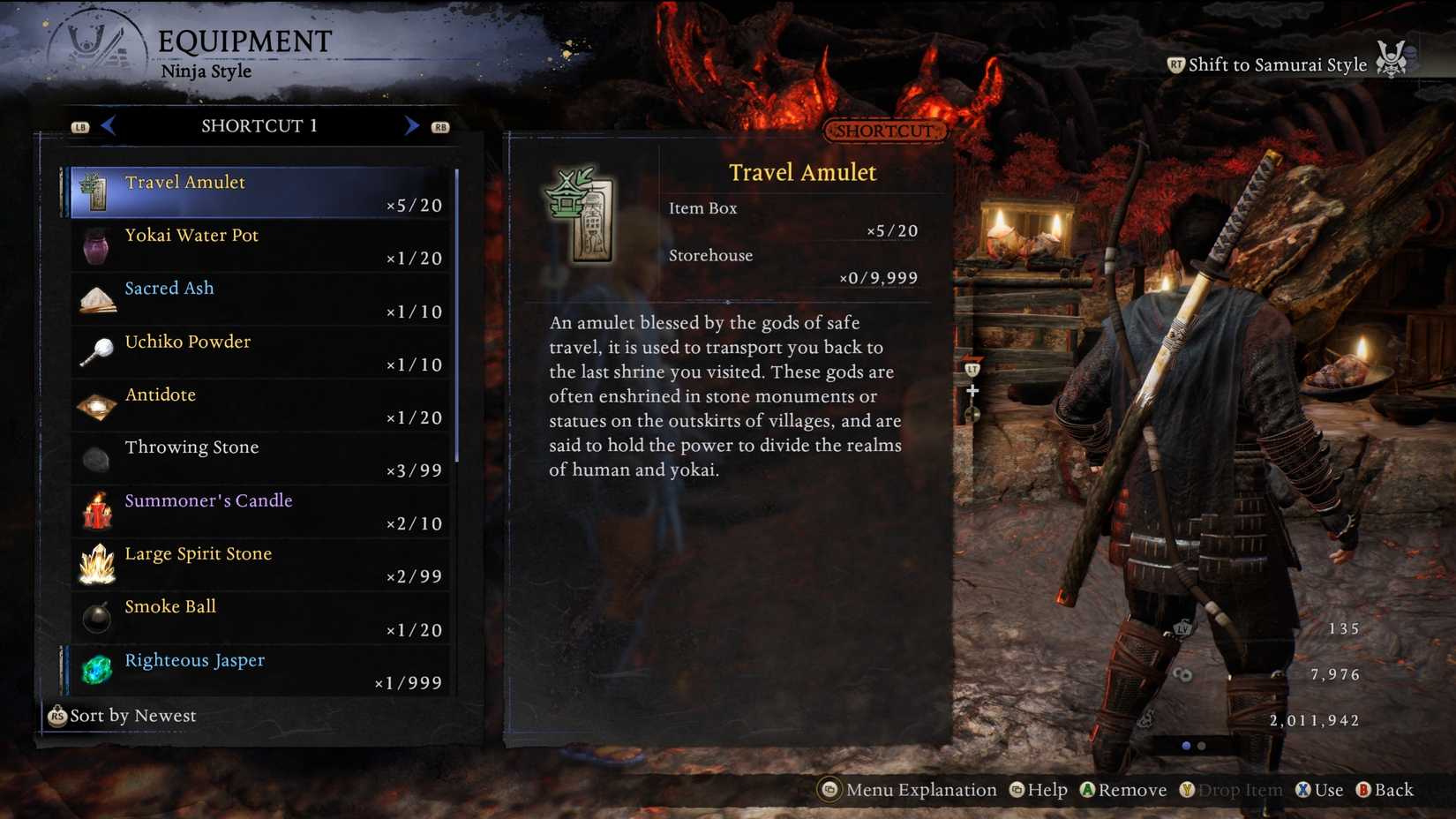 Nioh 3 Travel Amulet Shortcut