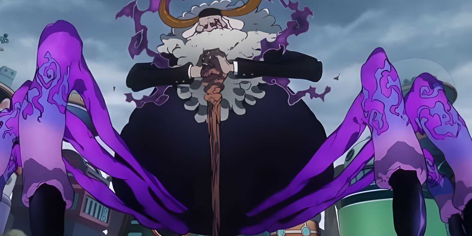 Jaygarcia Saturn is in his Zoan form with spider legs.