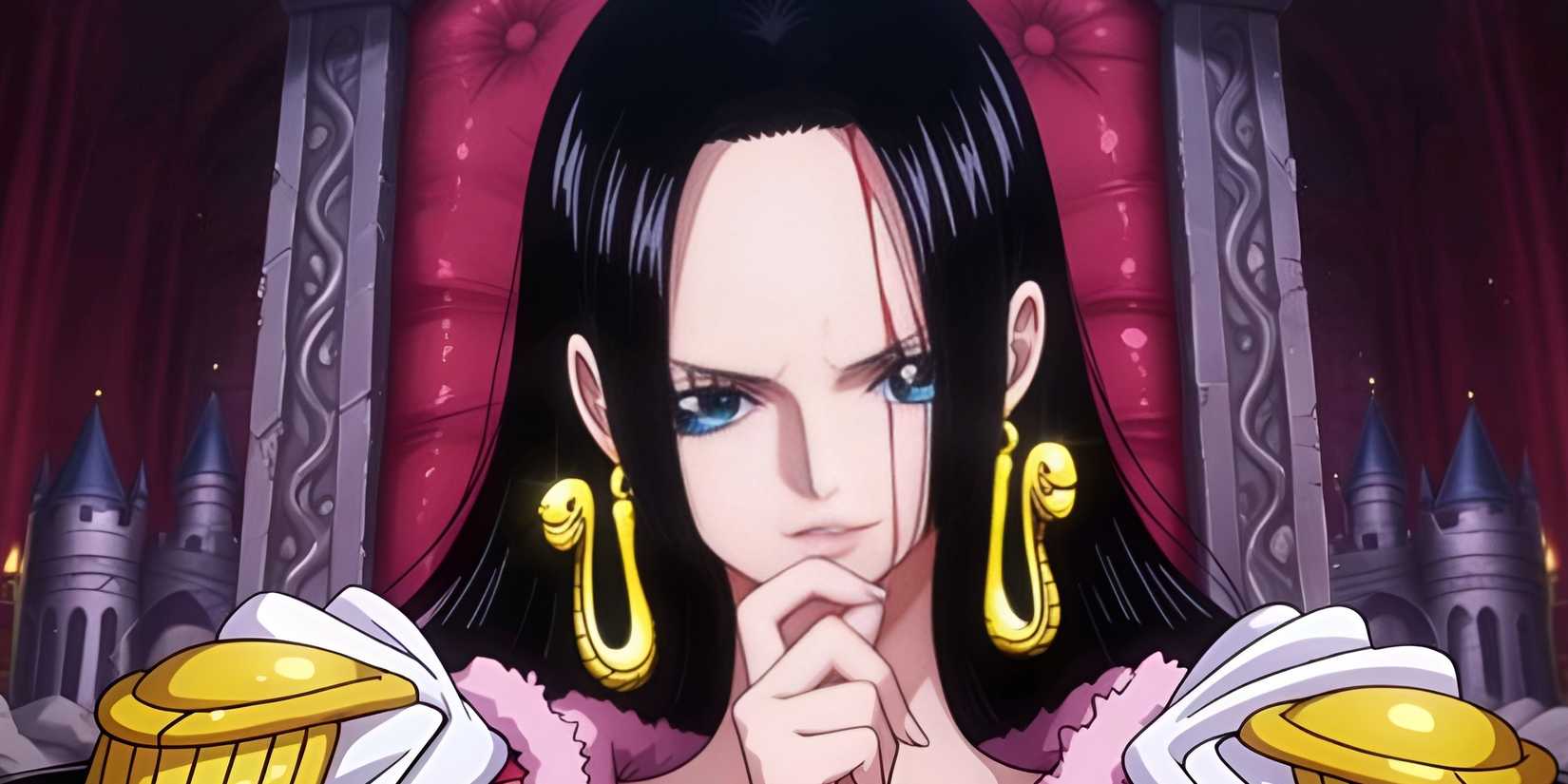 One Piece character Boa Hancock with the darkest background
