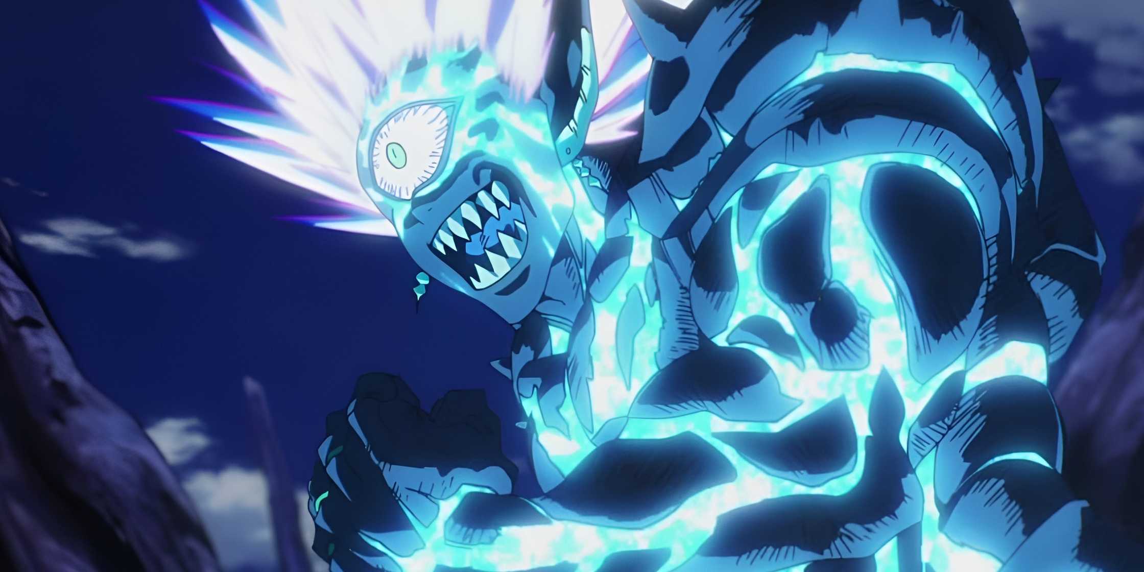 Lord Boros laughs after using his full power against Saitama in One-Punch Man.