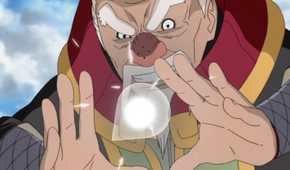 Onoki smiles while using Dust Release in Naruto Shippuden