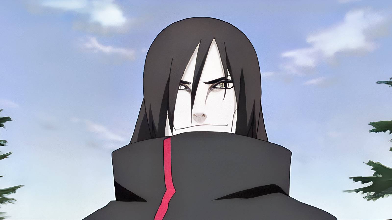 Image of Orochimaru looking forward and smiling in Naruto.