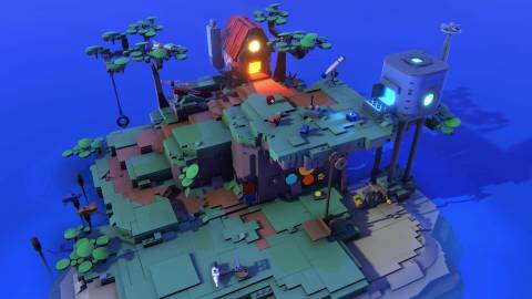 Overlooking an island level in LEGO Voyagers (2025)