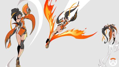 overwatch anran concept art acrobatics fire kick