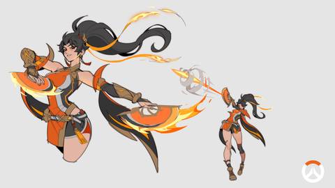 overwatch anran concept art pose flame shot