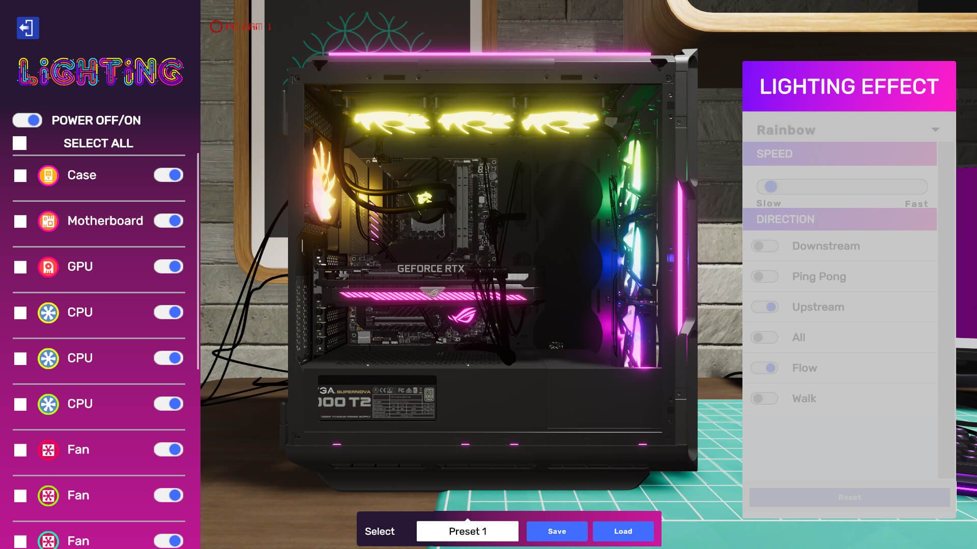 pc building Simulator 2 lighting effect