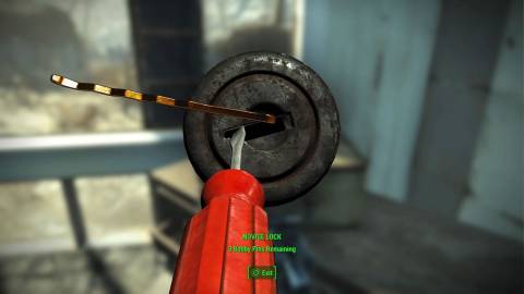 Picking a lock in Fallout 4 (2015)