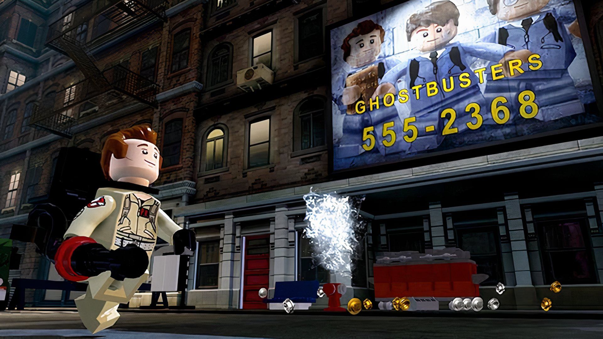 Playing a Ghostbuster level in LEGO Dimensions (2015)