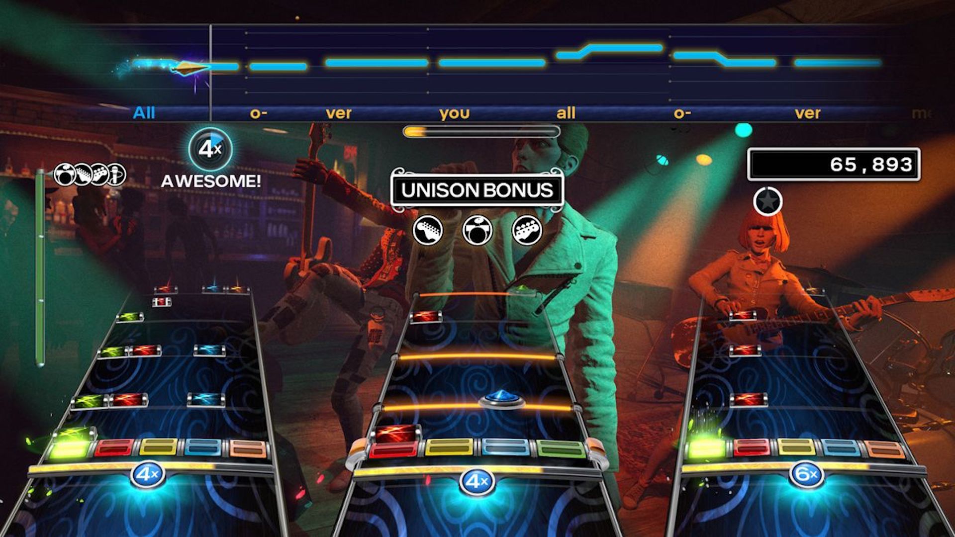 Playing a song in Rock Band 4 (2015)