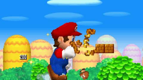 Playing through a level as big Mario in New Super Mario Bros (2006)