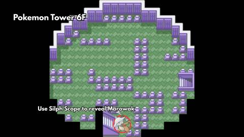 Pokemon Tower 6F Use Silph Scope to reveal Marowak pokemon firered leafgreen