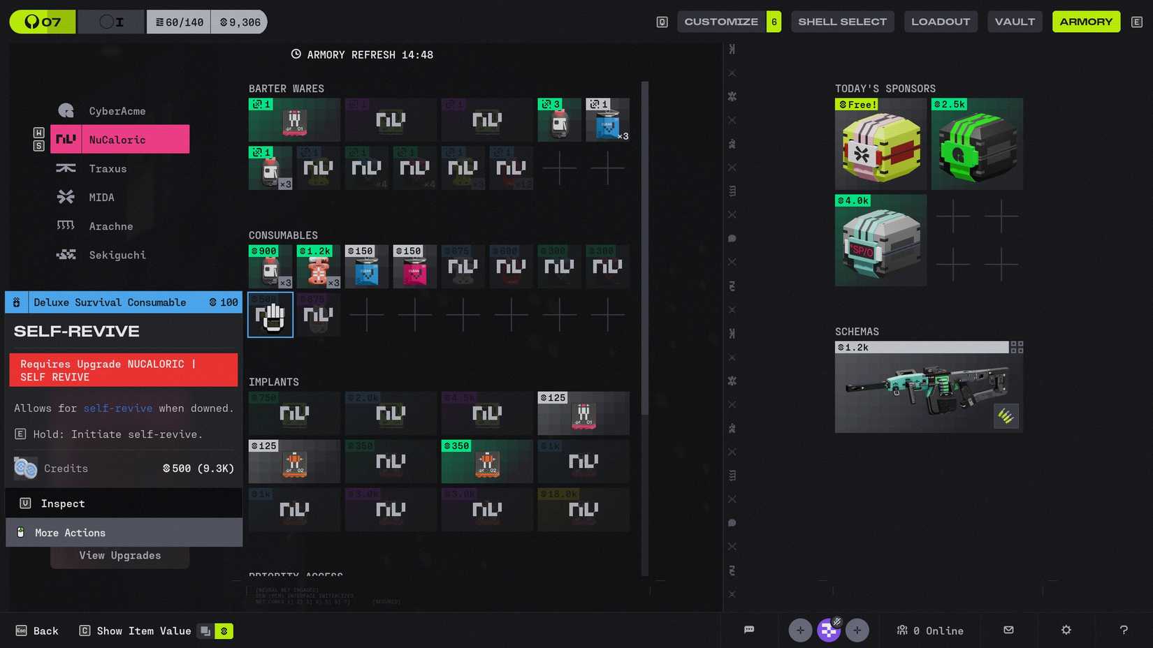 Purchase Self Revive Consumable From Armory Marathon