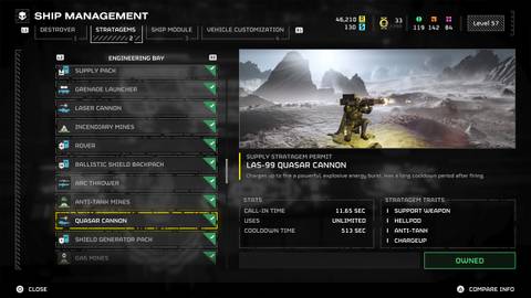 purchasing the quasar cannon