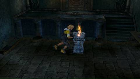 Pushing a pedestal in Final Fantasy 10 (2001)