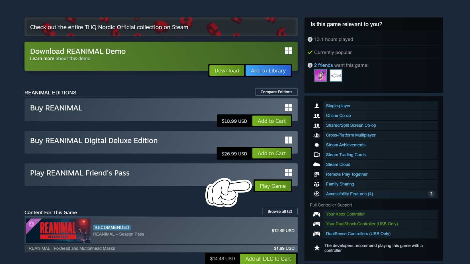 REANIMAL Friend's Pass Steam