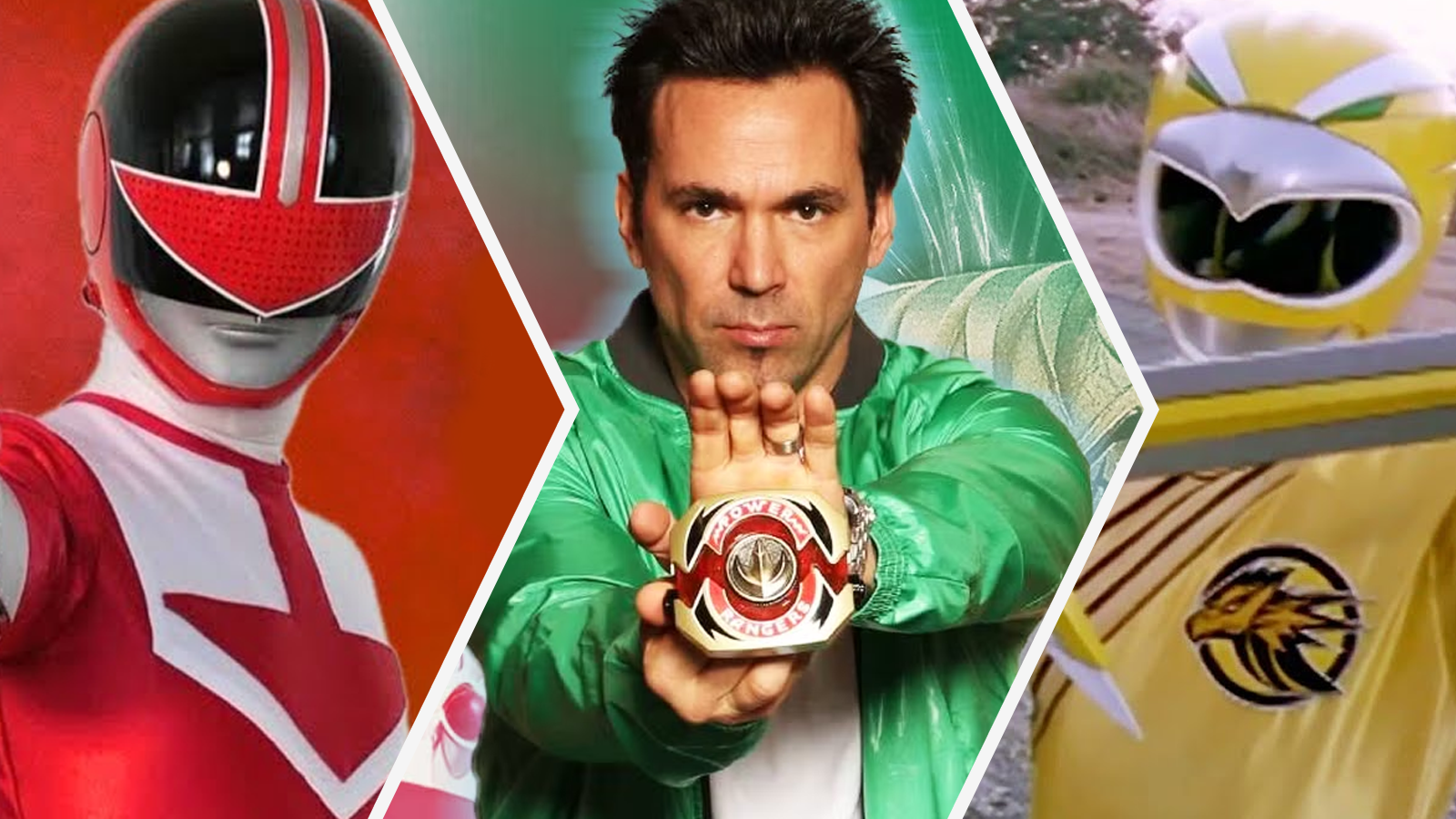 Red Time Ranger, Tommy Oliver as the Green Ranger, and Yellow Wild Force Ranger