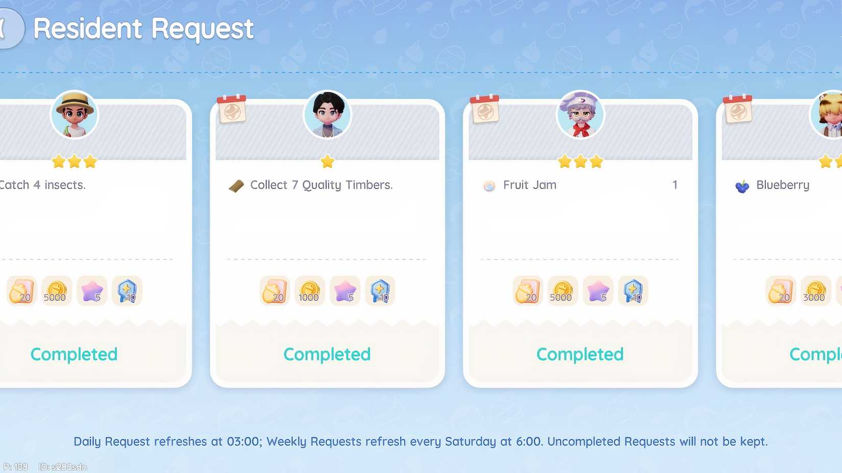 Resident Requests in Heartopia