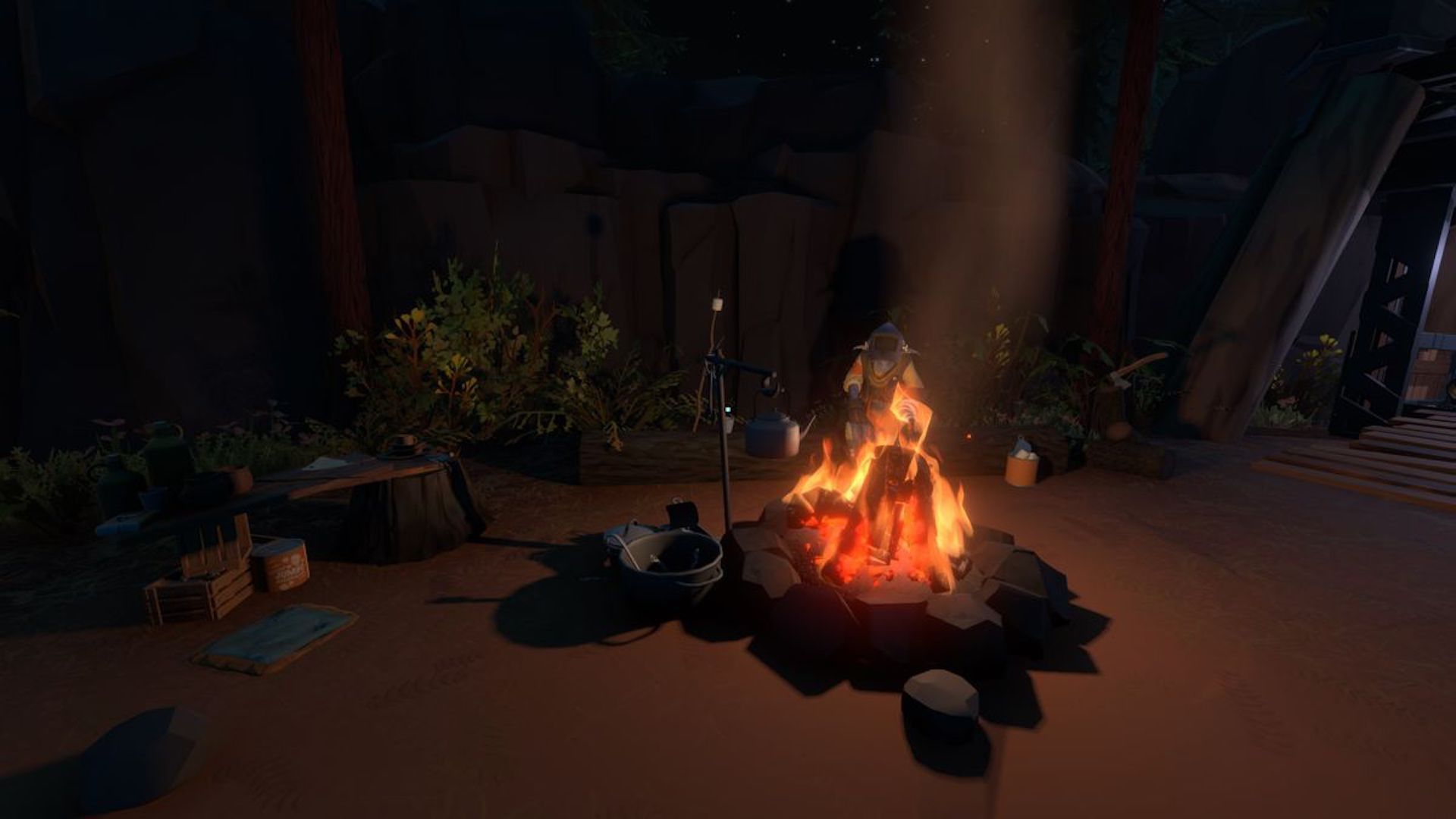 Resting at a fire in Outer Wilds (2019)
