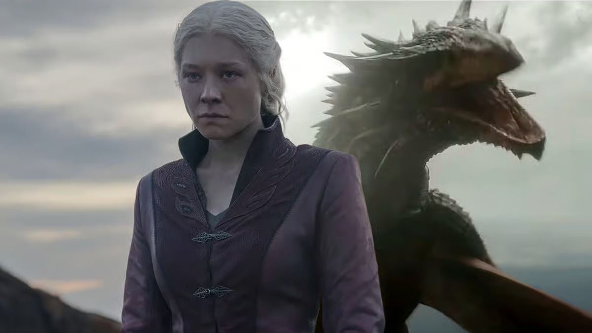 Rhaenyra with Syrax in House of the Dragon