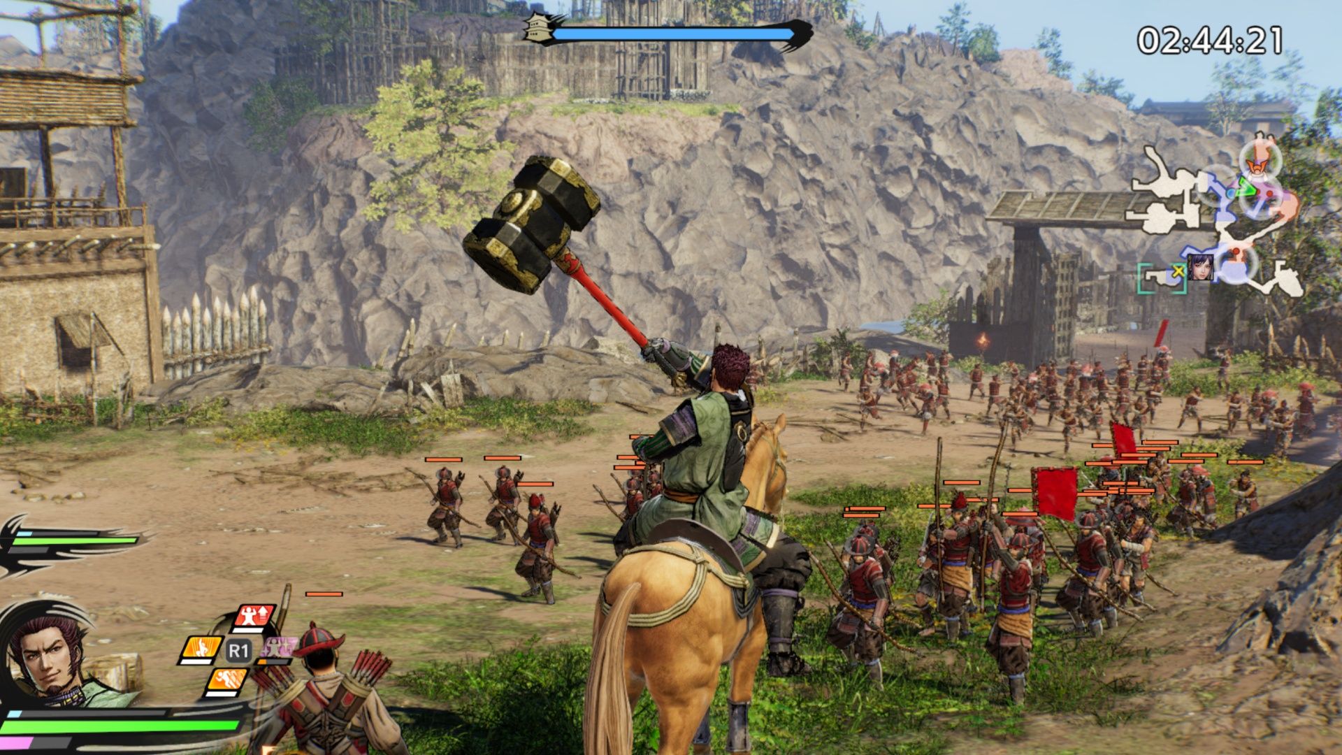Riding a horse in battle in Samurai Warriors 5 (2021)
