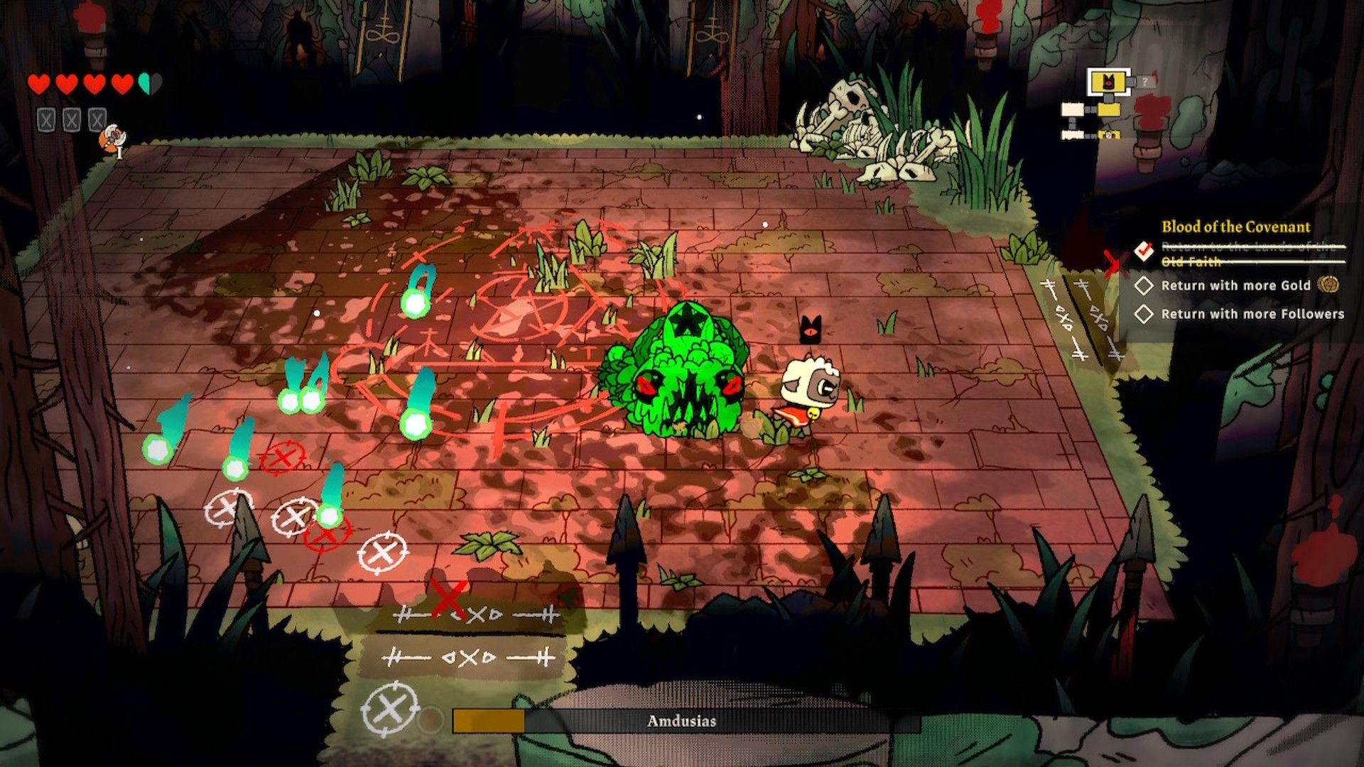 Running from an enemy in Cult of the Lamb (2022)