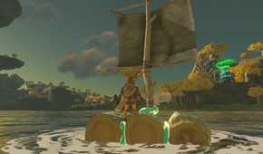 Sailing a raft in The Legend of Zelda Tears of the Kingdom (2023)