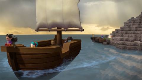 Sailing a ship in Dragon Quest Builders 2 (2019)