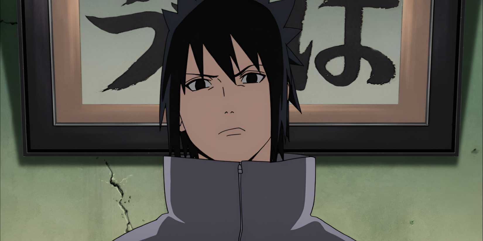 Image of Sasuke staring at another character in Naruto