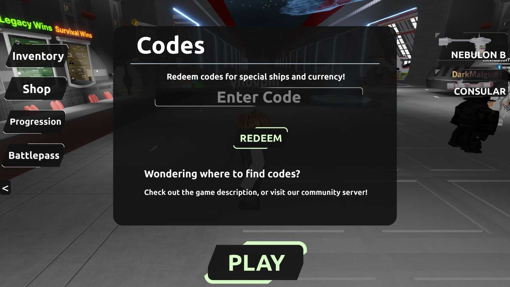 Ship defense simulator on the codes tab
