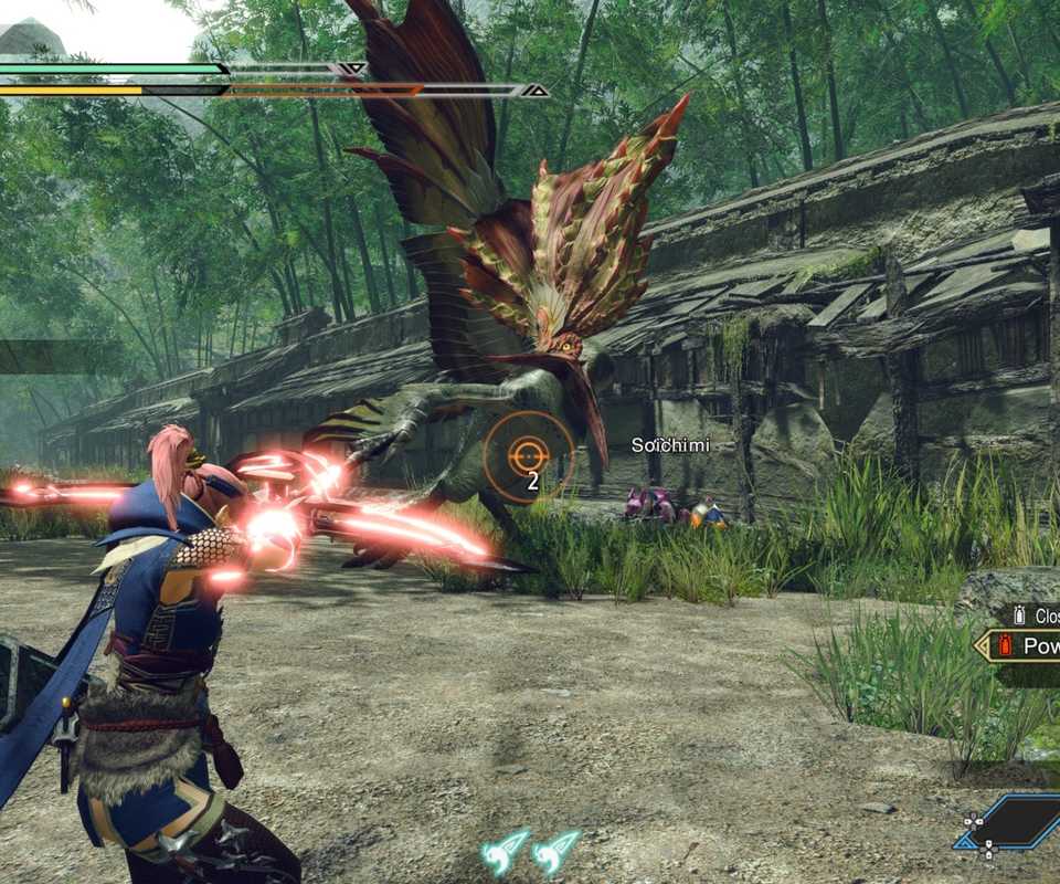 Shooting a bow in Monster Hunter Rise (2021)