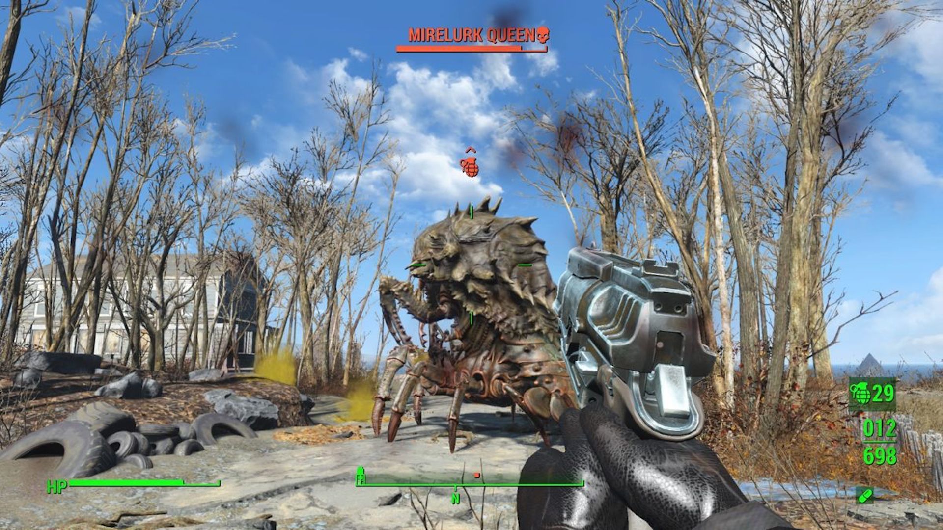 Shooting a Mirelurk in Fallout 4 (2015)