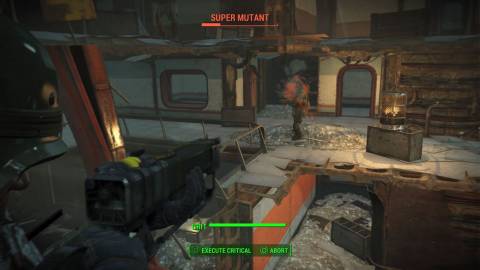 Shooting a mutant in Fallout 4 (2015)