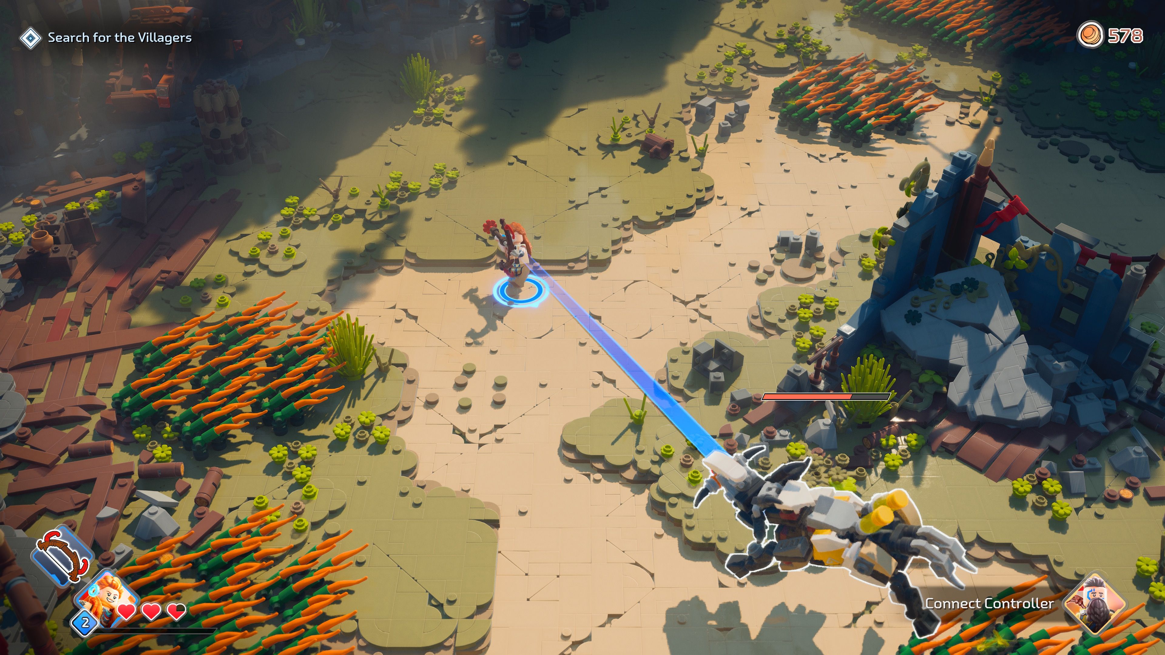 Shooting an enemy in LEGO Horizon Adventures (2024)