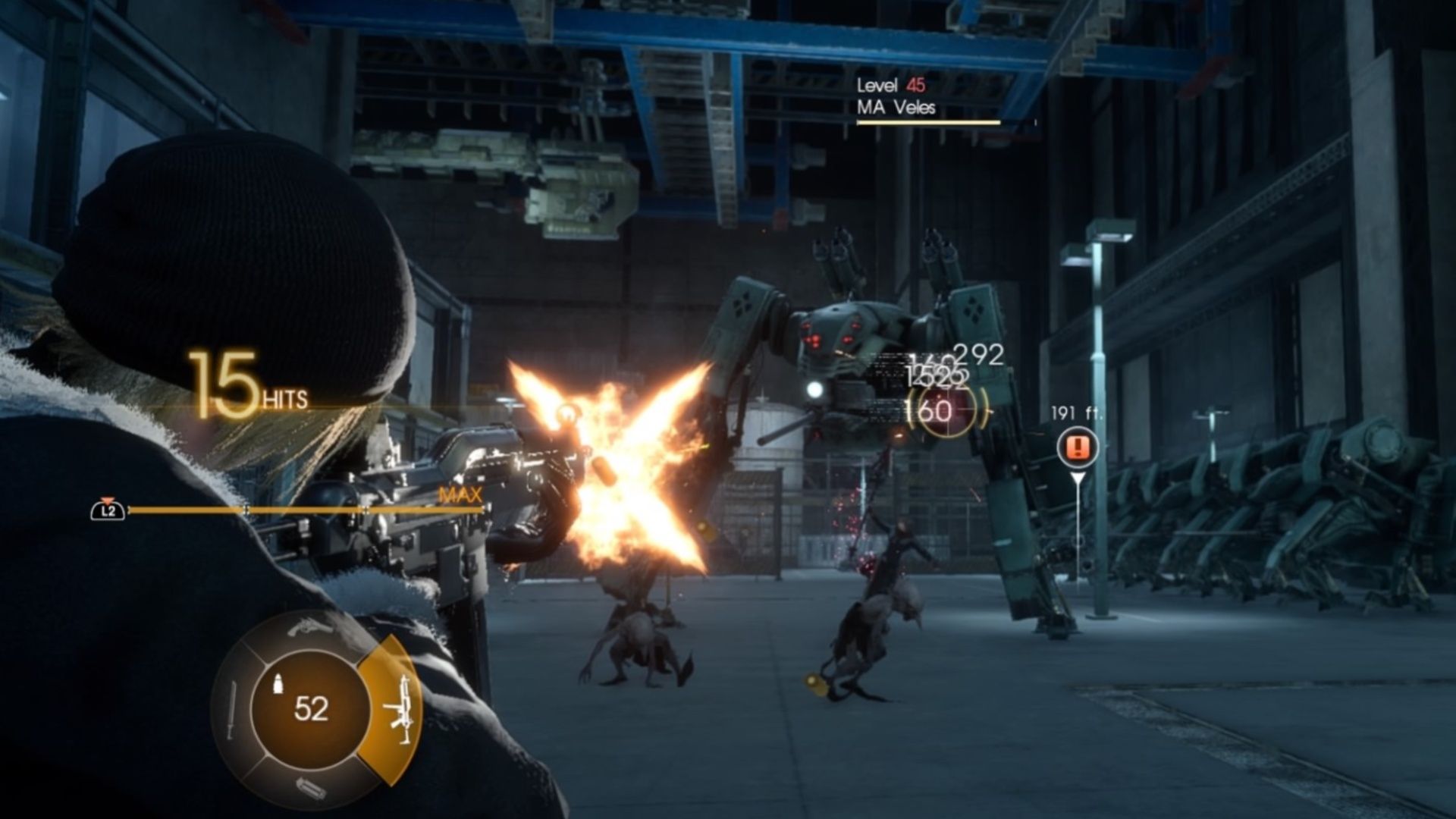 Shooting enemies in Final Fantasy 15 (2016)